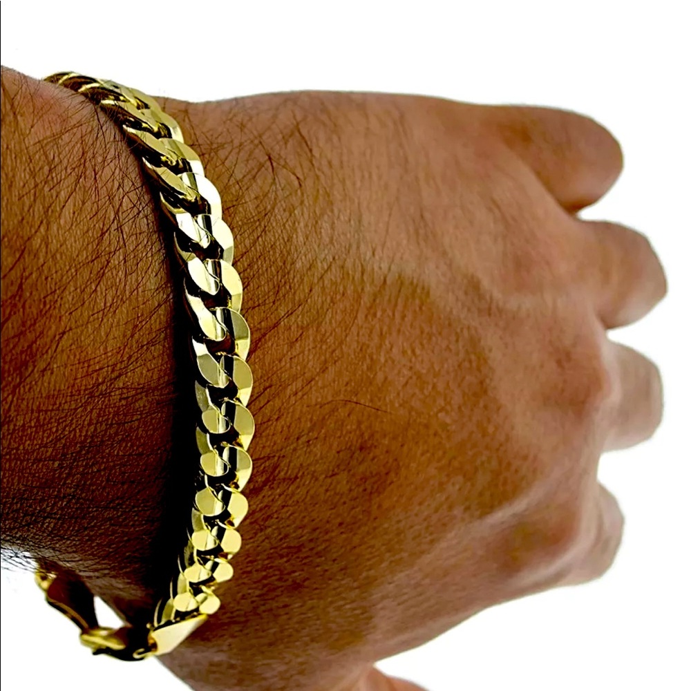 Curb Cuban Link  Bracelet 14k Gold GP 9’ Men Miami